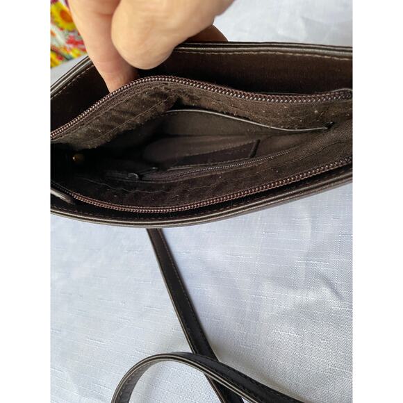 Etienne Aigner Dark Brown Leather Purse Crossbody Bag 10" X 7" VGUC - Picture 8 of 15